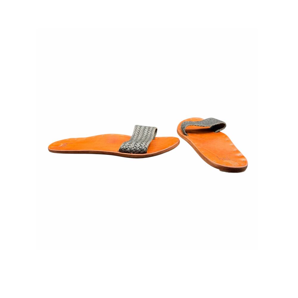Beek x Chickadee Woven Leather Slide Sandals Gray Sz 11